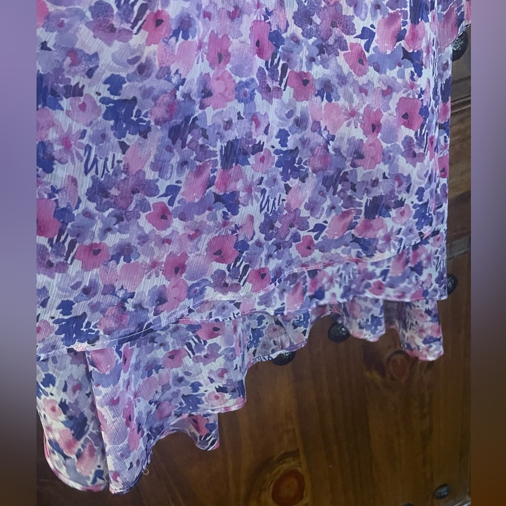 DKNY | XL | Pink, Purple & White Faux Wrap Dress - Picture 10 of 11